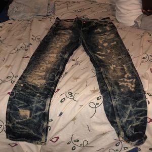 men’s bleach distressed jeans
